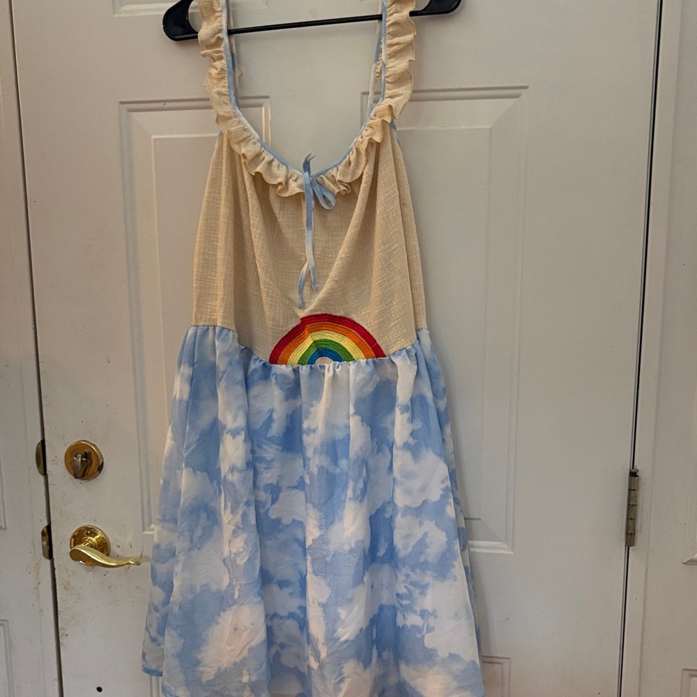 Unique Vintage Cream Dress with Sky Blue Trim 3X/ 20